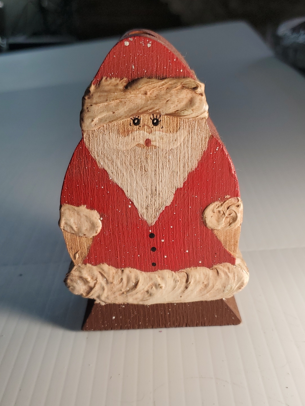Vintage Handcrafted Red Santa Wood Holiday Decor